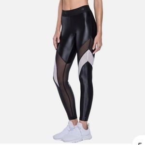 Koral: Women’s High rise Mesh Panel Legging: Black/ White